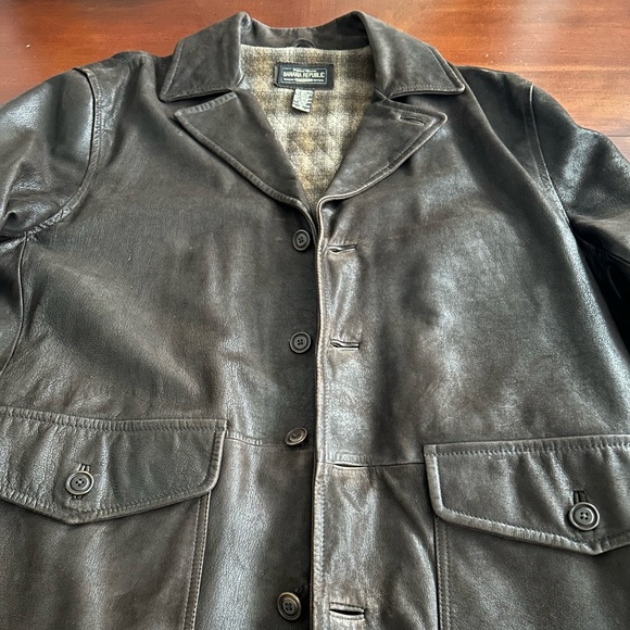 Vintage Banana Republic 3/4 Length Brown Leather Coat - Picture 1 of 16